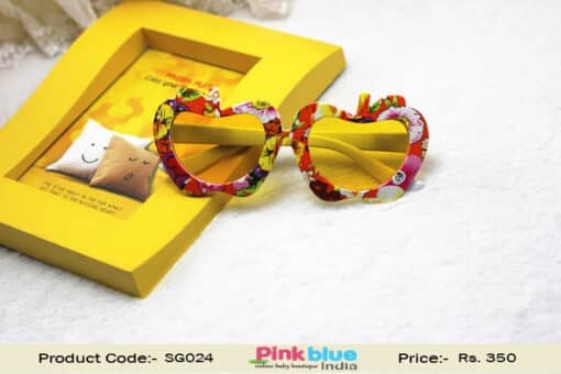 Apple Floral Print Kids Sunglasses Yellow Boys Girls Sun Glasses