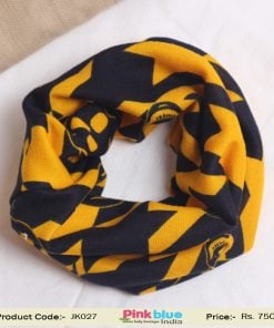 Yellow Winter Neck Warmer for Infant Baby Boys with Black Print