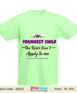 Personalized Unisex Baby Boys Girls T-shirt “Youngest Child” Printed India
