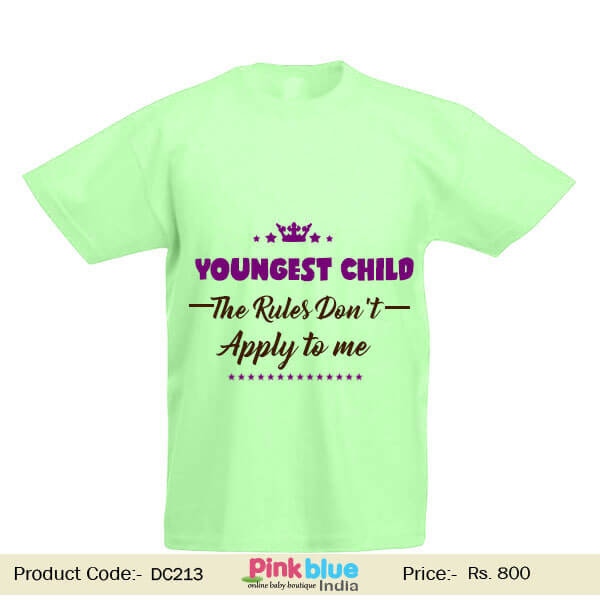 Personalized Unisex Baby Boys Girls T-shirt “Youngest Child” Printed India