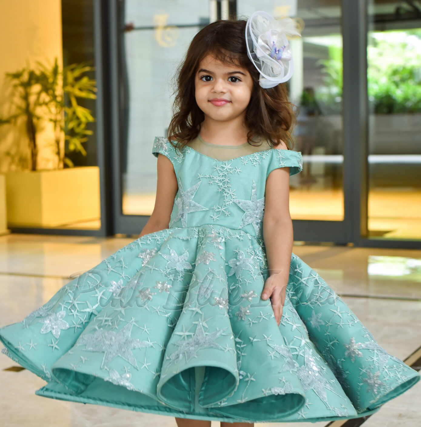 Buy Green Panel Ball Gown for Baby Girl Birthday
