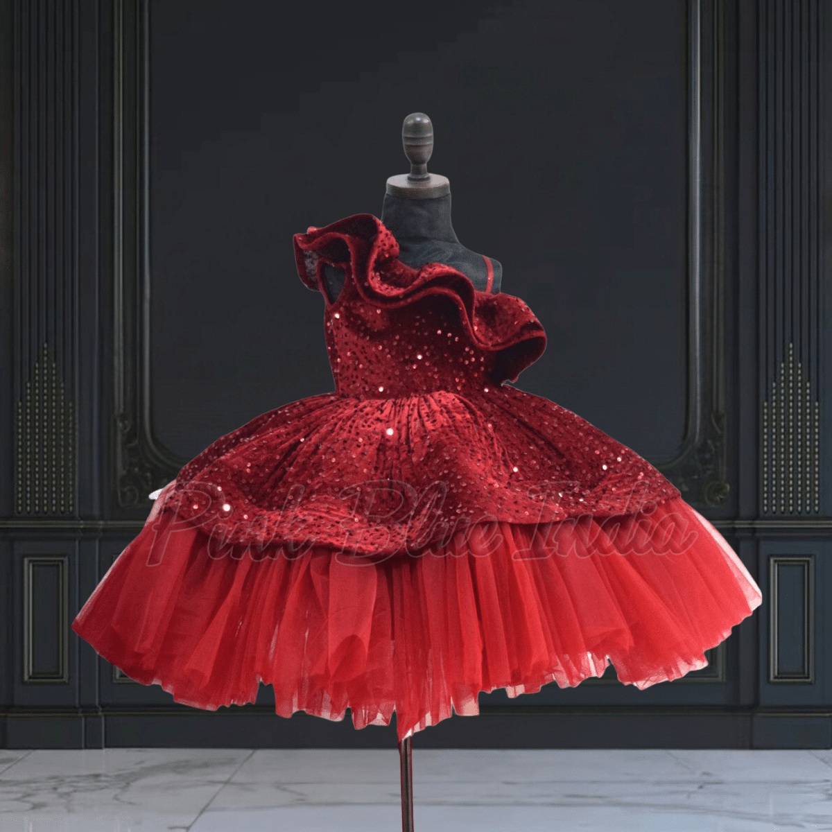 Party Wear Maroon Mother and Daughter Matching Outfit - Image 4