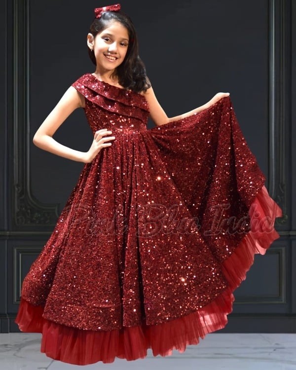 Velvet party wear dress for girls full look premium kids fashion