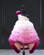 Pink ombre party gown, baby girl birthday dress, stylish and cute