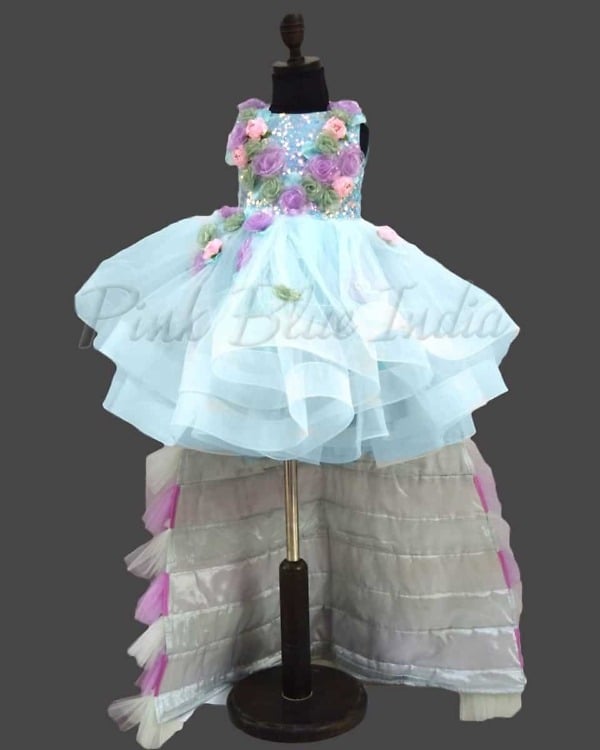 Baby girl party gown with removable train for birthday stylish princess look