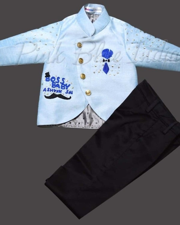 Baby boy themed birthday Jodhpuri suit for events, stylish and adorable outfit