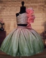 Girls shimmer crop top skirt set kids designer party wear festive birthday outfit