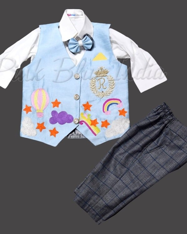 Baby boy waistcoat set for birthday party elegant comfortable festive wear