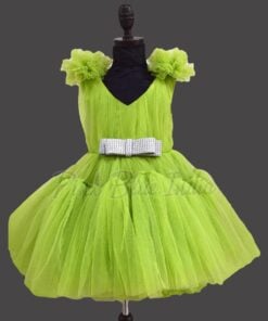 designer-green knee-length-girls-party-dress