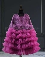 Girls feather gown dress birthday party wear luxury stylish designer outfit