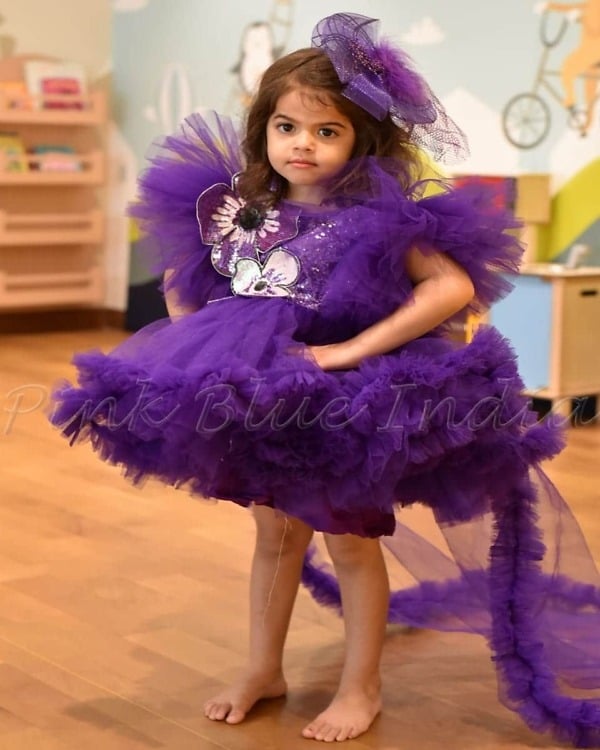 Long tail party dress for girls birthday gown fashionable statement wear