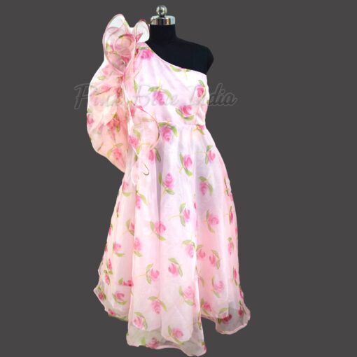 girls-pink-floral-one-shoulder-dress