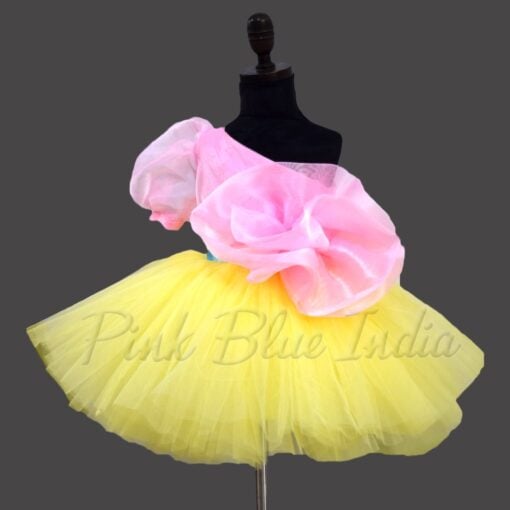 girl's-yellow-&-pink-knee-length-frock-dress