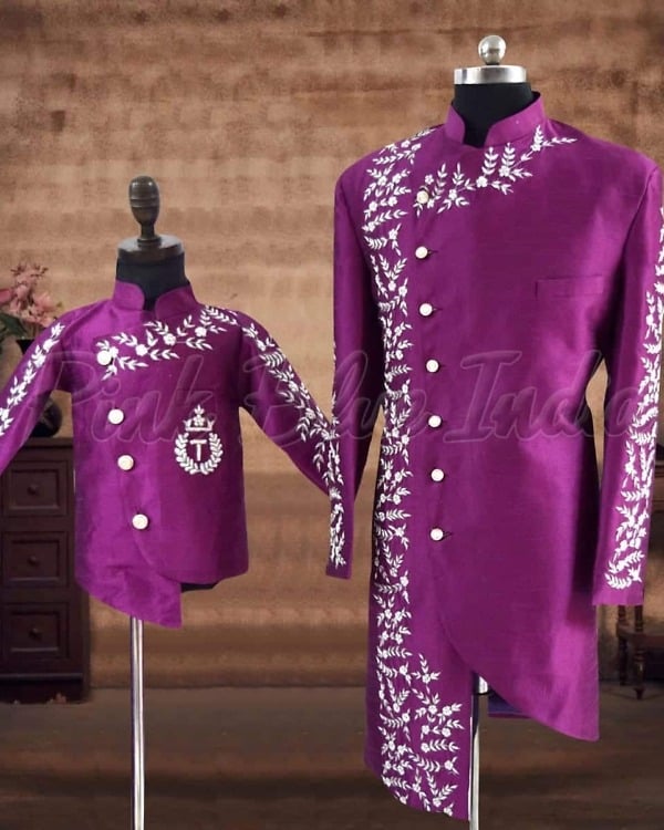 Indian wedding father son matching sherwani traditional stylish ethnic outfit