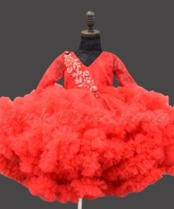 Girls-Red-Ruffled-Multilayered-Party-Gown