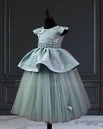 Baby girl butterfly gown with beads work birthday party wear cute princess outfit