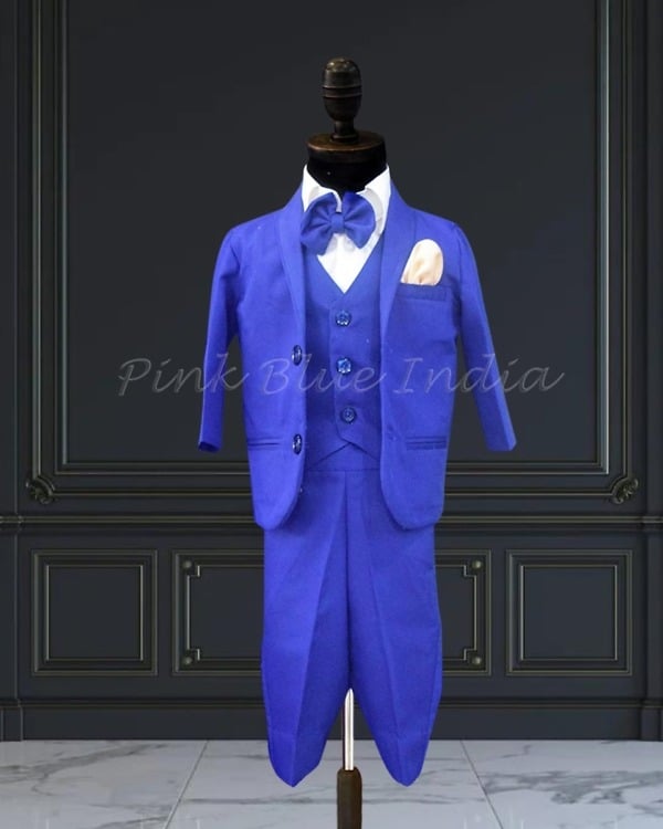 Royal blue suit set for baby boy formal birthday party outfit stylish look