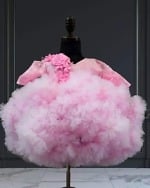Girls pink ruffled layered dress birthday party wear stylish princess outfit for celebrations