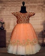 Kids festive gown for girls orange zardosi work wedding wear elegant stylish look