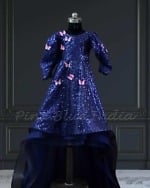 Girls sequin train gown with butterfly design party wear birthday stylish outfit
