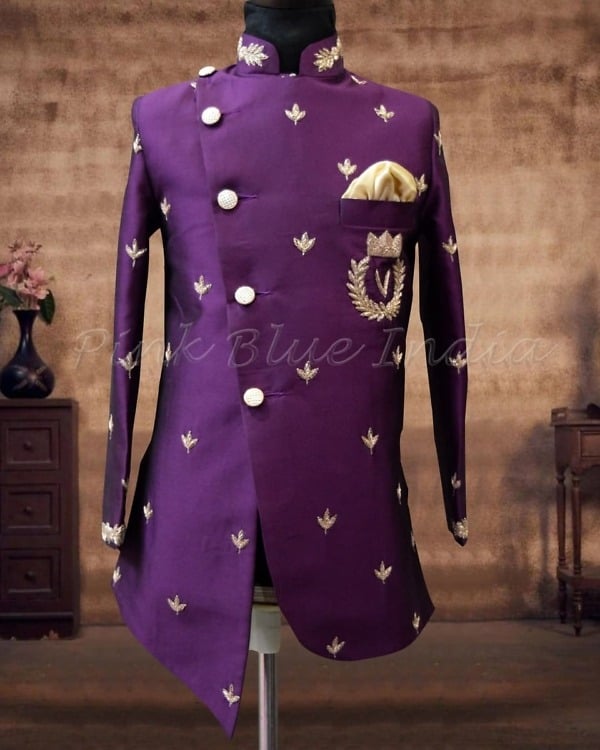 Kids purple angrakha dhoti set ethnic party wear outfit for wedding festive stylish look