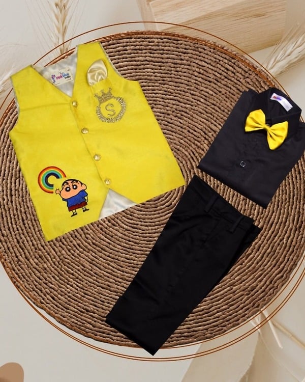 Shinchan birthday dress for baby boy printed waistcoat party wear cute style
