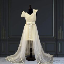 structured-short-dress-with-detachable-trains