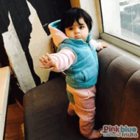 Blue and Pink Winter Dress