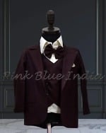 Baby boy brown 5 piece suit wedding party wear formal stylish outfit