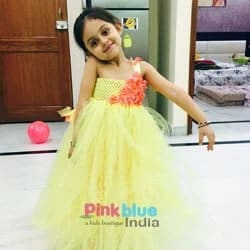 Yellow tutu dress for baby girl birthday party bright cute fluffy outfit