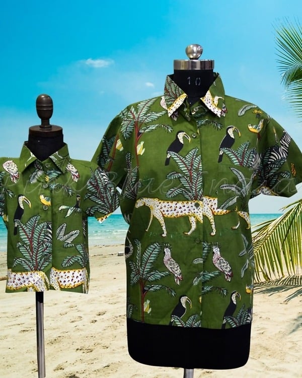 Family matching shirts set for parents and kids festive celebration outfit