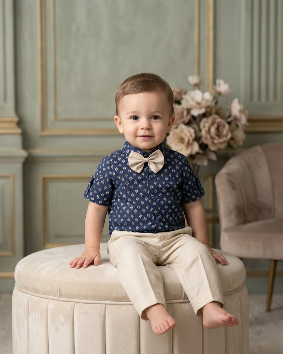 Hand block printed kids boy shirt with trouser, an artisanal handcrafted set for festive day events and outings
