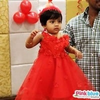 Red Baby Girl Birthday Party Frock
