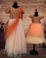 Coordinated dress set for mother daughter, birthday party wear, elegant look