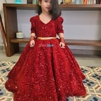 Red sequin ball gown