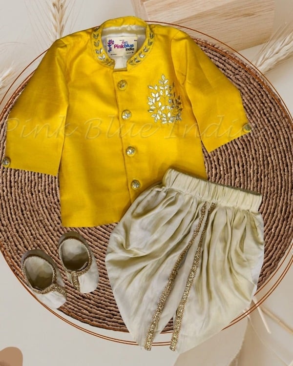 Baby boy dhoti kurta with jacket traditional festive outfit elegant wedding look