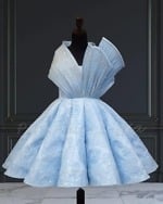 Blue luxury panel gown for baby girl birthday party outfit premium elegant