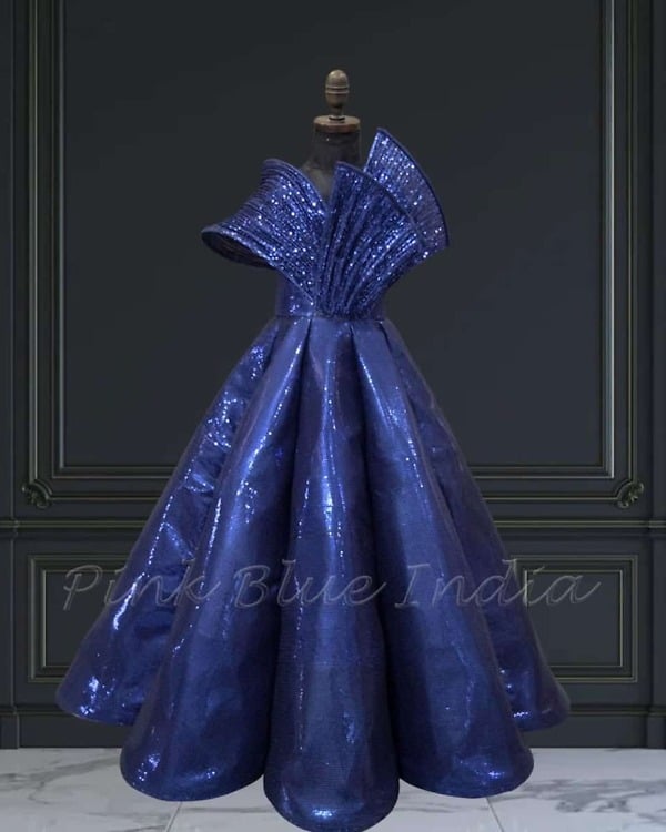 Sequin luxury panel gown for baby girl birthday party outfit elegant stylish