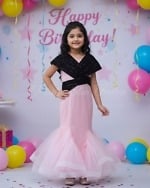 Buy Baby Girl Pink Black Fish Cut Gown Stylish Party Dress Pink Blue India