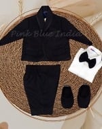 Classic black tuxedo for newborn baby boy birthday formal outfit stylish look