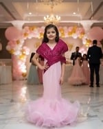 Girls Pink Fish Cut Gown Party Wear Designer Dress Pink Blue India