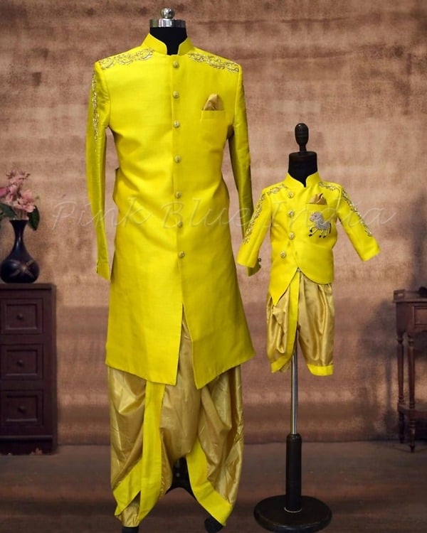Father son sherwani combo for wedding, coordinated royal look