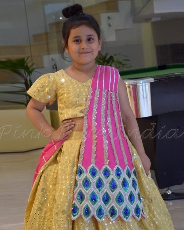 Girls designer lehenga choli set for wedding, stylish ethnic outfit