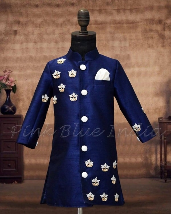 Kids pearl work sherwani for boys, stylish traditional wedding wear
