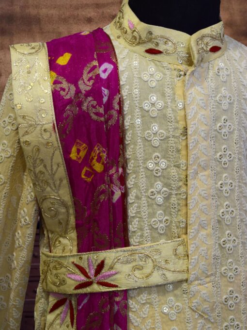 golden-dhoti-kurta-set-in-silk-with-handwork-for-boys