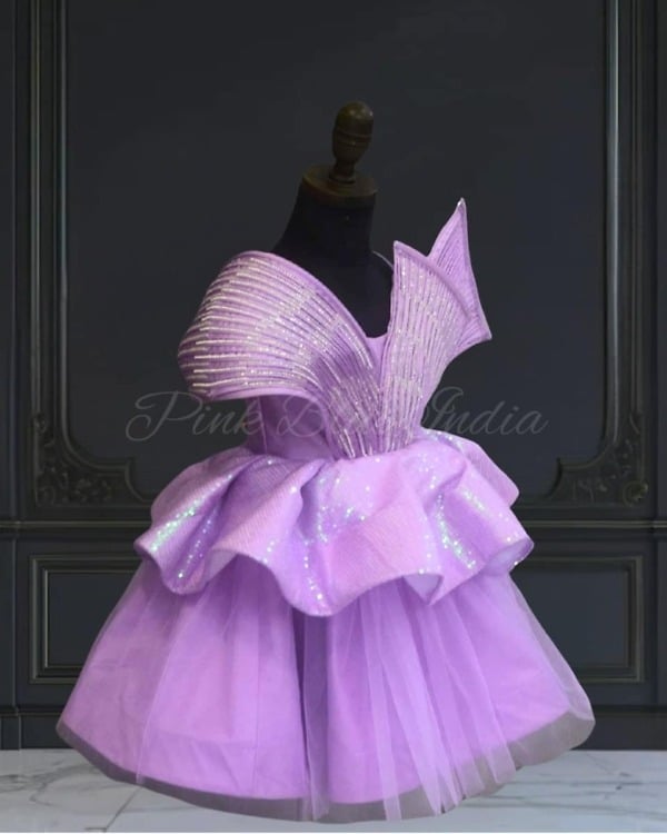 Lavender luxury party gown for girls, trendy birthday outfit