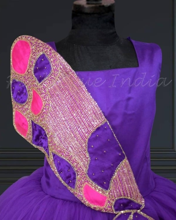 Butterfly wings dress with handwork for baby girl, birthday, magical & cute
