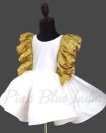 Pink knee-length party frock for baby girls, birthday, charming & cute