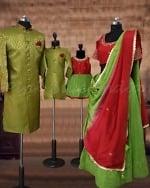 Coordinated family matching outfits, festive occasion, elegant & stylish