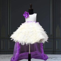 princess-feather-gown-with-stunning-long-train-for-birthday